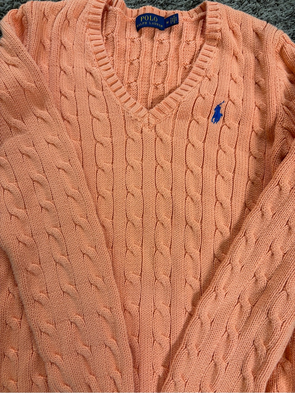 Polo by Ralph Lauren women Cable-Knit V-Neck Sweater - Peach